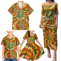 Hawaiian Piko Lani Cultivate I Ka Piko Aloha Family Matching Puletasi and Hawaiian Shirt Retro Psychedelic Taro Leaf - Hibiscus Flowers TS04 - Polynesian Pride