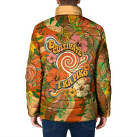 Hawaiian Piko Lani Cultivate I Ka Piko Aloha Padded Jacket Retro Psychedelic Taro Leaf - Hibiscus Flowers