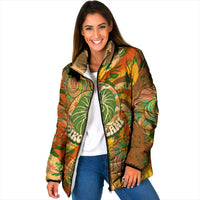 Hawaiian Piko Lani Cultivate I Ka Piko Aloha Padded Jacket Retro Psychedelic Taro Leaf - Hibiscus Flowers