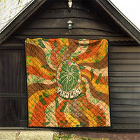 Hawaiian Piko Lani Cultivate I Ka Piko Aloha Quilt Retro Psychedelic Taro Leaf - Hibiscus Flowers