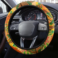 Hawaiian Piko Lani Cultivate I Ka Piko Aloha Steering Wheel Cover Retro Psychedelic Taro Leaf - Hibiscus Flowers