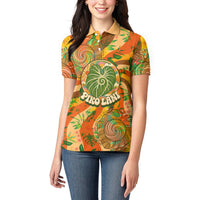 Hawaiian Piko Lani Cultivate I Ka Piko Aloha Women Polo Shirt Retro Psychedelic Taro Leaf - Hibiscus Flowers