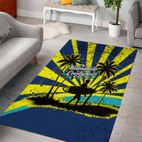 Waimanalo Oahu Hawaii Surfing Area Rug Tropical Beach Retro Sunburst Surfboard
