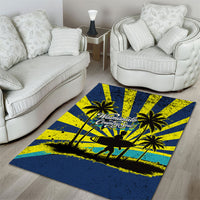 Waimanalo Oahu Hawaii Surfing Area Rug Tropical Beach Retro Sunburst Surfboard