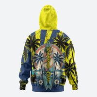 Waimanalo Oahu Hawaii Surfing Hoodie Tropical Beach Retro Sunburst Surfboard
