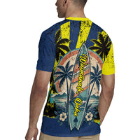 Waimanalo Oahu Hawaii Surfing Rugby Jersey Tropical Beach Retro Sunburst Surfboard