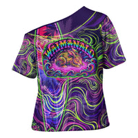 Waimanalo Hawaii Sun Rabbit Cross Shoulder Shirt Psychedelic Trippy Neon Swirl Graphic