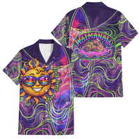 Waimanalo Hawaii Sun Rabbit Family Matching Puletasi and Hawaiian Shirt Psychedelic Trippy Neon Swirl Graphic