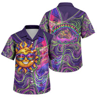 Waimanalo Hawaii Sun Rabbit Family Matching Puletasi and Hawaiian Shirt Psychedelic Trippy Neon Swirl Graphic