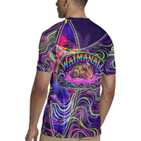 Waimanalo Hawaii Sun Rabbit Rugby Jersey Psychedelic Trippy Neon Swirl Graphic