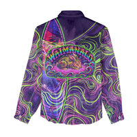 Waimanalo Hawaii Sun Rabbit Women Casual Shirt Psychedelic Trippy Neon Swirl Graphic