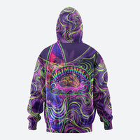 Waimanalo Hawaii Sun Rabbit Zip Hoodie Psychedelic Trippy Neon Swirl Graphic