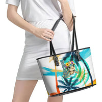 Hawaii Waimanalo Sea Turtle Leather Tote Bag Cute Tropical Beach Aloha Spirit Cartoon
