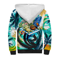 Hawaii Waimanalo Sea Turtle Sherpa Hoodie Cute Tropical Beach Aloha Spirit Cartoon