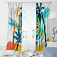 Hawaii Waimanalo Sea Turtle Window Curtain Cute Tropical Beach Aloha Spirit Cartoon