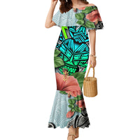 Polynesian Hawaii Family Matching Mermaid Dress and Hawaiian Shirt Kanaka with Crab Tribal tattoo TS04 Mom's Dress Multicolor - Polynesian Pride