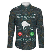 New Zealand is Calling and I Must Go Family Matching Short Sleeve Bodycon Dress and Hawaiian Shirt Kiwi Bird Silhouette