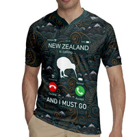 New Zealand is Calling and I Must Go Rugby Jersey Kiwi Bird Silhouette