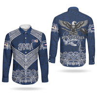 American Samoa Eagle Couples Matching Tank Maxi Dress and Long Sleeve Button Shirt Sea Turtle Traditional Polynesian Tribal Tattoo