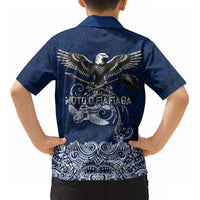 American Samoa Eagle Kid Hawaiian Shirt Sea Turtle Traditional Polynesian Tribal Tattoo
