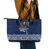 American Samoa Eagle Leather Tote Bag Sea Turtle Traditional Polynesian Tribal Tattoo
