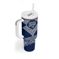American Samoa Eagle Tumbler With Handle Sea Turtle Traditional Polynesian Tribal Tattoo