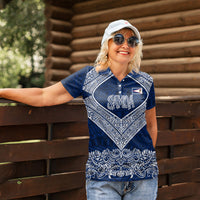 American Samoa Eagle Women Polo Shirt Sea Turtle Traditional Polynesian Tribal Tattoo