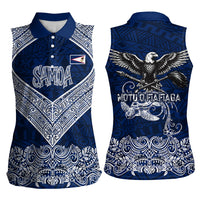 American Samoa Eagle Women Sleeveless Polo Shirt Sea Turtle Traditional Polynesian Tribal Tattoo
