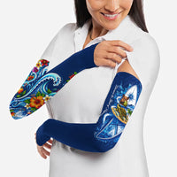 American Samoa Pago Pago Arm Sleeves Sea Turtle And Fruit Bat - Tropical Hibiscus Flowers Polynesian