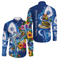 American Samoa Pago Pago Family Matching Off Shoulder Short Dress and Hawaiian Shirt Sea Turtle And Fruit Bat - Tropical Hibiscus Flowers Polynesian