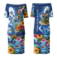 American Samoa Pago Pago Family Matching Puletasi and Hawaiian Shirt Sea Turtle And Fruit Bat - Tropical Hibiscus Flowers Polynesian