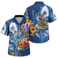 American Samoa Pago Pago Family Matching Tank Maxi Dress and Hawaiian Shirt Sea Turtle And Fruit Bat - Tropical Hibiscus Flowers Polynesian
