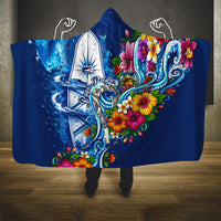American Samoa Pago Pago Hooded Blanket Sea Turtle And Fruit Bat - Tropical Hibiscus Flowers Polynesian