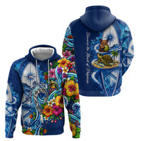 American Samoa Pago Pago Hoodie Sea Turtle And Fruit Bat - Tropical Hibiscus Flowers Polynesian