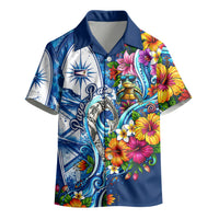 American Samoa Pago Pago Kid Hawaiian Shirt Sea Turtle And Fruit Bat - Tropical Hibiscus Flowers Polynesian