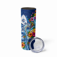 American Samoa Pago Pago Skinny Tumbler Sea Turtle And Fruit Bat - Tropical Hibiscus Flowers Polynesian