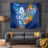 American Samoa Pago Pago Tapestry Sea Turtle And Fruit Bat - Tropical Hibiscus Flowers Polynesian