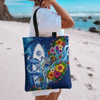 American Samoa Pago Pago Tote Bag Sea Turtle And Fruit Bat - Tropical Hibiscus Flowers Polynesian
