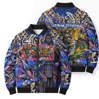 American Samoa Warrior Bomber Puffer Jacket Polynesian Fruit Bat Talofa Urban Graffiti Street Art