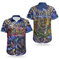 American Samoa Warrior Couples Matching Long Sleeve Bodycon Dress and Hawaiian Shirt Polynesian Fruit Bat Talofa Urban Graffiti Street Art