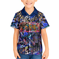 American Samoa Warrior Kid Hawaiian Shirt Polynesian Fruit Bat Talofa Urban Graffiti Street Art