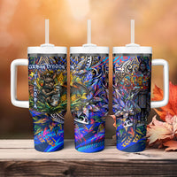 American Samoa Warrior Tumbler With Handle Polynesian Fruit Bat Talofa Urban Graffiti Street Art