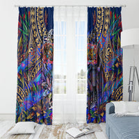 American Samoa Warrior Window Curtain Polynesian Fruit Bat Talofa Urban Graffiti Street Art