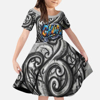 Chur Bro Shaka Sign Kid Short Sleeve Dress New Zealand Koru Colorful Graffiti Splash