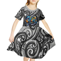 Chur Bro Shaka Sign Kid Short Sleeve Dress New Zealand Koru Colorful Graffiti Splash