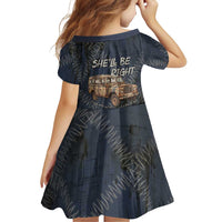 New Zealand She’ll Be Right Family Matching Off The Shoulder Long Sleeve Dress and Hawaiian Shirt NZ Slang No. 8 Wire Map Pattern TS04 - Polynesian Pride
