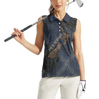 New Zealand She’ll Be Right Women Sleeveless Polo Shirt NZ Slang No. 8 Wire Map Pattern