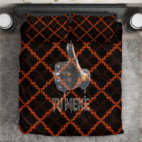 Tu Meke Maori New Zealand Slang Bedding Set with Glow Neon Step Style TS04 Black Orange - Polynesian Pride