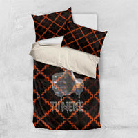 Tu Meke Maori New Zealand Slang Bedding Set with Glow Neon Step Style TS04 US Twin 172cm x 218cm Black Orange - Polynesian Pride