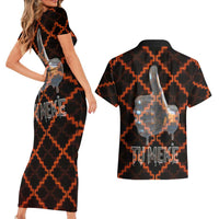 Tu Meke Maori New Zealand Slang Couples Matching Short Sleeve Bodycon Dress and Hawaiian Shirt with Glow Neon Step Style TS04 - Polynesian Pride